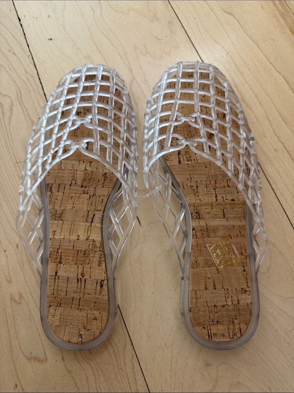 Clear Woven Slide Sandals - Transparent